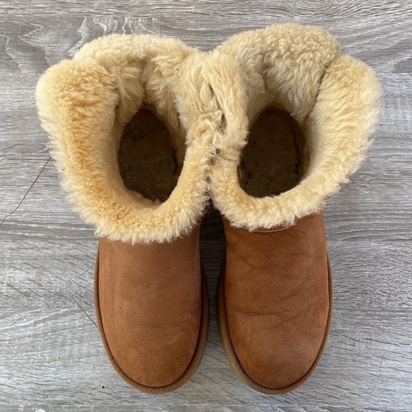 UGG Mini Bailey Bow II Exotic Leopard Print Tan Suede Womens Boots Size 10 - Picture 11 of 12